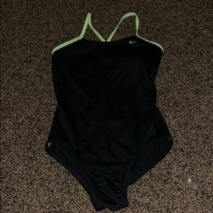 Nike black and neon green cross cross one piece